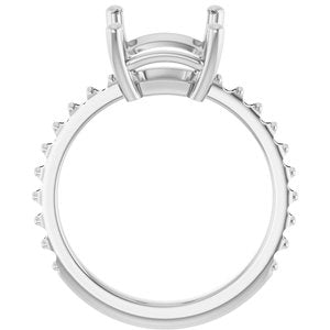 18K White Gold 11x9 mm Emerald Ring Mounting – image 4