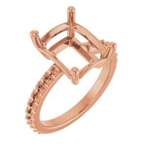 10K Rose Gold 11x9 mm Emerald Ring Mounting – image 2