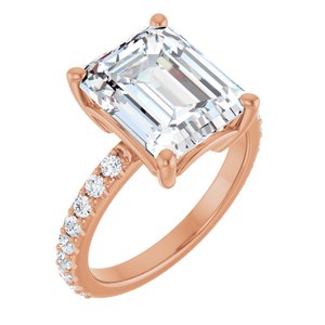 10K Rose Gold 11x9 mm Emerald Ring Mounting