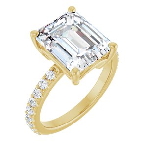 10K Yellow Gold 11x9 mm Emerald Ring Mounting