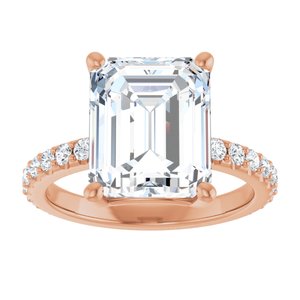 14K Rose Gold 11x9 mm Emerald Ring Mounting – image 5