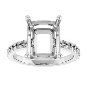 14K X1 White Gold 11x9 mm Emerald Ring Mounting – image 6
