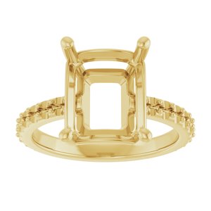 18K Yellow Gold 11x9 mm Emerald Ring Mounting – image 6