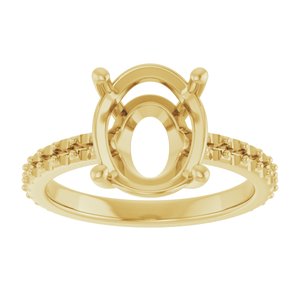 14K Yellow Gold 11x9 mm Oval Ring Mounting – image 6