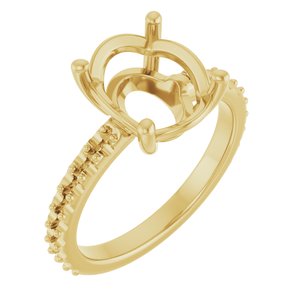 14K Yellow Gold 11x9 mm Oval Ring Mounting – image 2