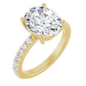 18K Yellow Gold 11x9 mm Oval Ring Mounting