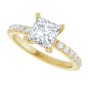 10K Yellow Gold 6 mm Square Ring Mounting – image 8
