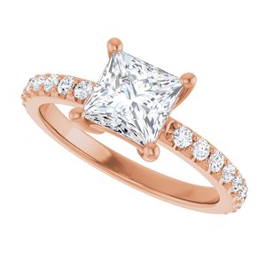 14K Rose Gold 6 mm Square Ring Mounting – image 8