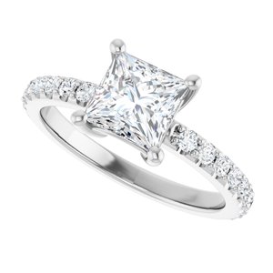 14K White Gold 6 mm Square Ring Mounting – image 8