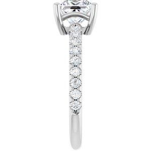 18K White Gold 6 mm Square Ring Mounting – image 7