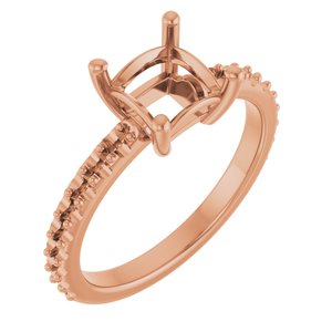 10K Rose Gold 6 mm Square Ring Mounting – image 2