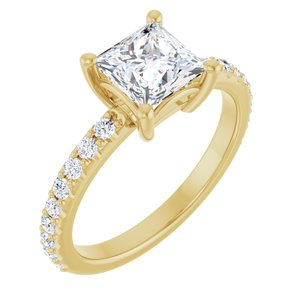 18K Yellow Gold 6 mm Square Ring Mounting
