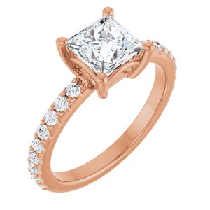 18K Rose Gold 6 mm Square Ring Mounting