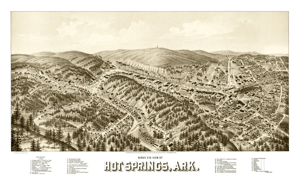 Vintage Map of Hot Springs, Arkansas 1888