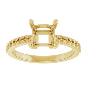 14K Yellow Gold 6 mm Square Ring Mounting – image 6