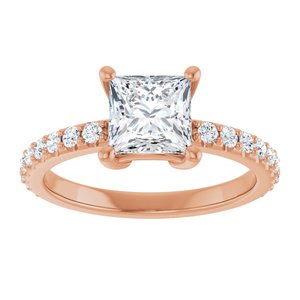 14K Rose Gold 6 mm Square Ring Mounting – image 5