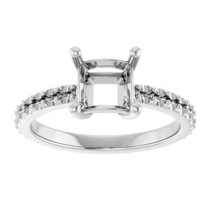 18K White Gold 6 mm Square Ring Mounting – image 6