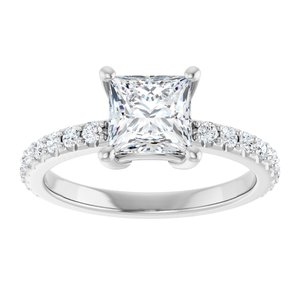 14K White Gold 6 mm Square Ring Mounting – image 5