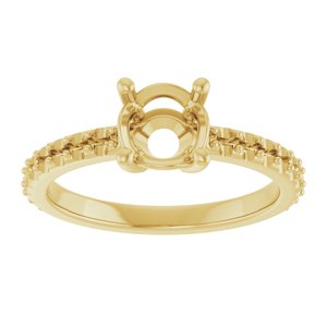18K Yellow Gold 6.5 mm Round Ring Mounting – image 6