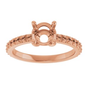 14K Rose Gold 6.5 mm Round Ring Mounting – image 6