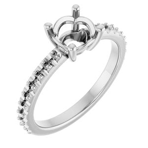 18K White Gold 6.5 mm Round Ring Mounting – image 2