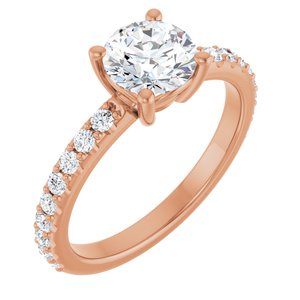 14K Rose Gold 6.5 mm Round Ring Mounting