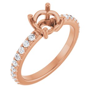 14K Rose Gold 6.5 mm Round 1/3 CTW Natural Diamond Semi-Set Ring – image 2