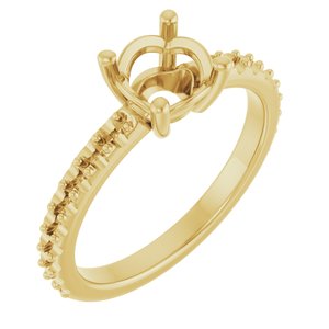 18K Yellow Gold 6.5 mm Round Ring Mounting – image 2