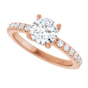 14K Rose Gold 6.5 mm Round 1/3 CTW Natural Diamond Semi-Set Ring – image 8