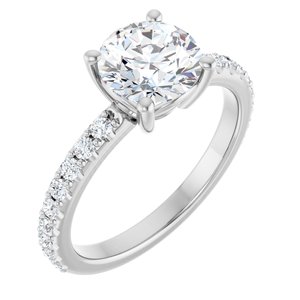 10K White Gold 7.4 mm Round Ring Mounting