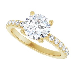 14K Yellow Gold 7.4 mm Round Ring Mounting – image 8