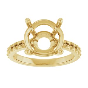 14K Yellow Gold 11 mm Round Ring Mounting – image 6