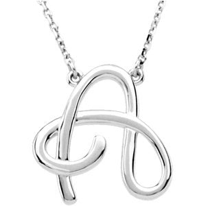 Script Initial Necklace or Center