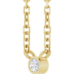 14K Yellow Gold .02 CT Natural Diamond Solitaire 16-18" Necklace