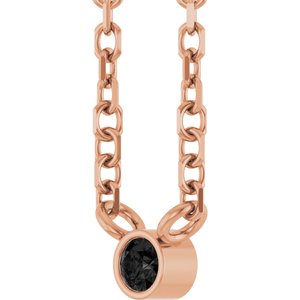 14K Rose Gold .02 CT Natural Black Diamond 16-18" Necklace