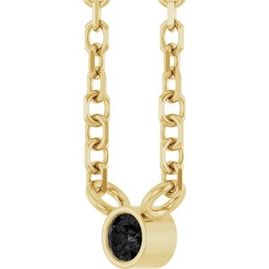 14K Yellow Gold .02 CT Natural Black Diamond 16-18" Necklace