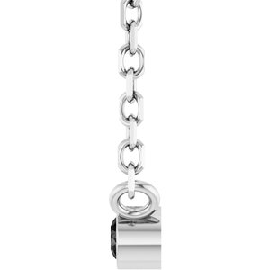 14K White Gold .02 CT Natural Black Diamond 16-18" Necklace