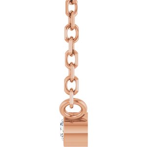14K Rose Gold .02 CT Natural Diamond Solitaire 16-18" Necklace
