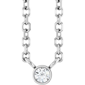 Platinum .02 CT Natural Diamond Solitaire 16-18" Necklace