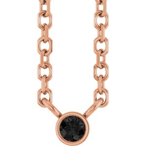 14K Rose Gold .02 CT Natural Black Diamond 16-18" Necklace