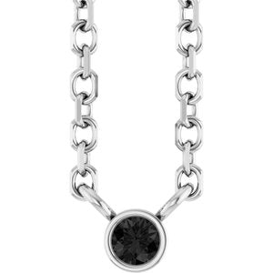14K White Gold .02 CT Natural Black Diamond 16-18" Necklace