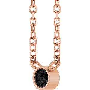 14K Rose Gold .06 CT Natural Black Diamond 16-18" Necklace
