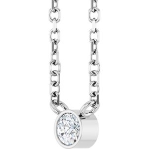 Platinum .06 CT Natural Diamond Solitaire 16-18" Necklace