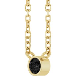 14K Yellow Gold .06 CT Natural Black Diamond 16-18" Necklace