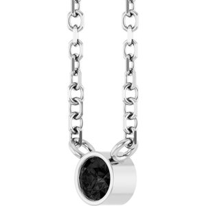 14K White Gold .06 CT Natural Black Diamond 16-18" Necklace