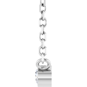 14K White Gold .03 CT Natural Diamond Solitaire 16-18" Necklace