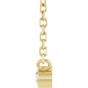 14K Yellow Gold .03 CT Natural Diamond Solitaire 16-18" Necklace