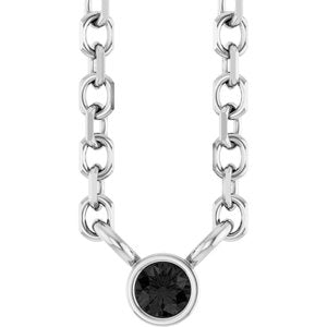 14K White Gold .015 CT Natural Black Diamond 16-18" Necklace
