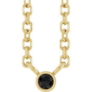 14K Yellow Gold .015 CT Natural Black Diamond 16-18" Necklace