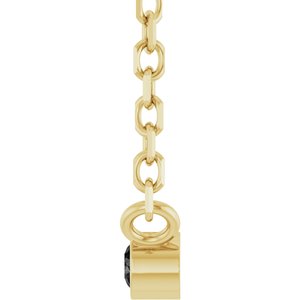 14K Yellow Gold .015 CT Natural Black Diamond 16-18" Necklace